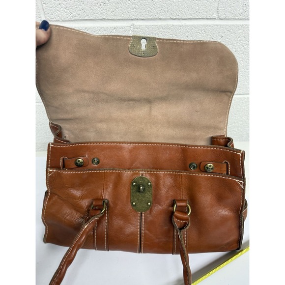 Patricia Nash Vienna Satchel Brown Leather Shoulder Bag 14x9" - Picture 8 of 16